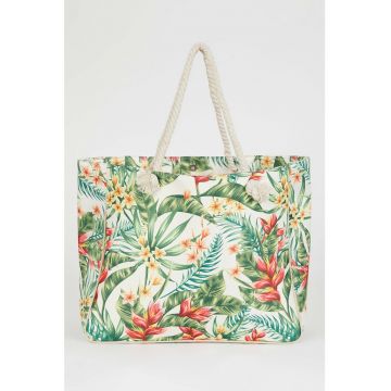 Geanta de plaja cu imprimeu floral