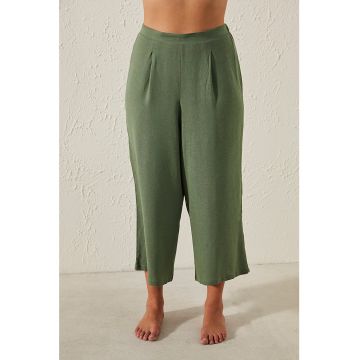 Pantaloni crop cu talie inalta pentru plaja