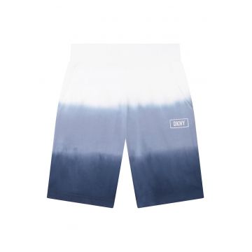 Pantaloni scurti cu model tie-dye si imprimeu text