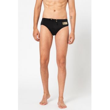 Pantaloni scurti de baie cu detaliu logo metalizat