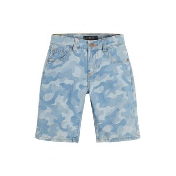 Pantaloni scurti din denim cu model camuflaj