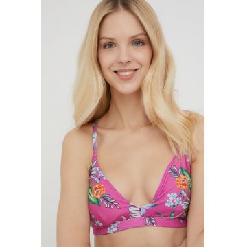 Superdry sutien de baie culoarea roz, cupa usor rigidizata