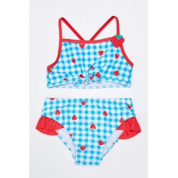 Costum de baie cu doua piese si model in carouri Costum de baie cu doua piese si model in carouri