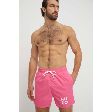 HUGO pantaloni scurti de baie culoarea roz HUGO pantaloni scurti de baie culoarea roz