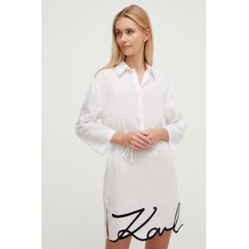 Karl Lagerfeld pelerină de plajă din bumbac culoarea alb Karl Lagerfeld pelerină de plajă din bumbac culoarea alb