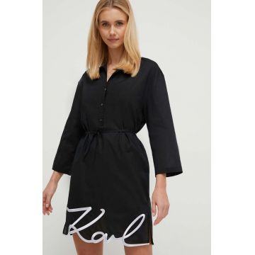 Karl Lagerfeld pelerină de plajă din bumbac culoarea negru Karl Lagerfeld pelerină de plajă din bumbac culoarea negru