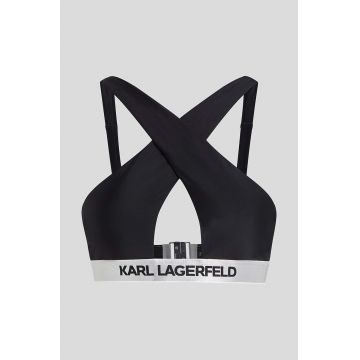 Karl Lagerfeld sutien de baie culoarea negru, cupa moale Karl Lagerfeld sutien de baie culoarea negru, cupa moale