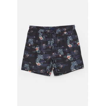 Pantaloni scurti de baie cu model tropical Pantaloni scurti de baie cu model tropical