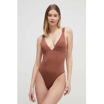 Roxy costum de baie dintr-o bucată Silky Island culoarea maro, cupă ușor rigidizată ERJX103627