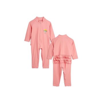 Mini Rodini costum de baie pentru bebeluși Owl culoarea roz