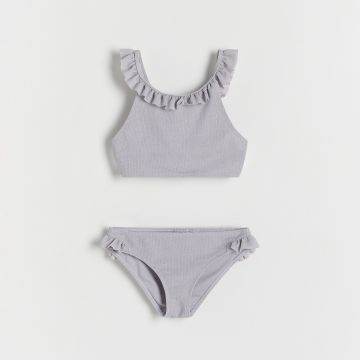 Reserved - Costum de baie cu model, din două piese - Gri deschis