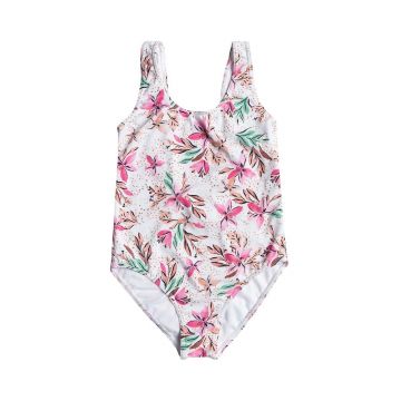 Roxy costum de baie dintr-o bucată pentru copii HAPPY TROPICAL culoarea alb