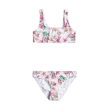 Roxy costum de baie pentru copii din două piese HAPPY TROPICAL culoarea alb