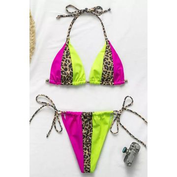 Costum de baie doua piese Briella roz-galben