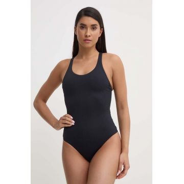 Casall costum de baie dintr-o bucată Deep Racerback culoarea negru, cupa moale