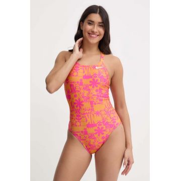 Nike costum de baie dintr-o bucată Hydrastrong Multi Print culoarea portocaliu, cupa moale