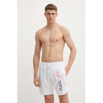 PLEIN SPORT pantaloni scurti de baie culoarea alb PLEIN SPORT pantaloni scurti de baie culoarea alb