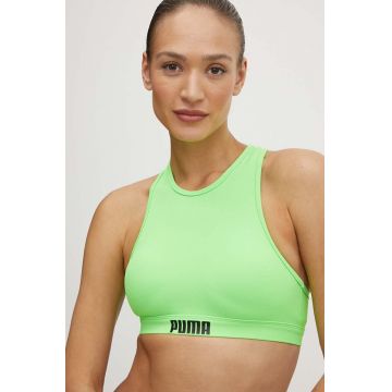 Puma sutien de baie culoarea verde, cupa usor rigidizata 907692