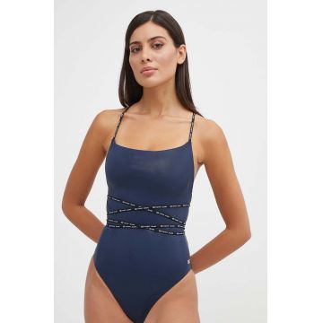 Tommy Jeans costum de baie dintr-o bucată culoarea bleumarin, cupa moale, UW0UW05092