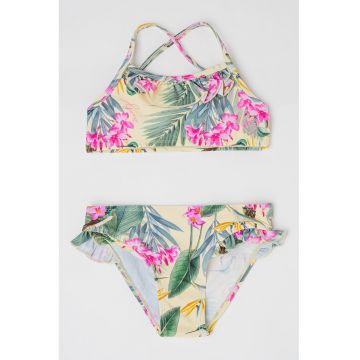 Costum de baie cu doua piese si imprimeu floral