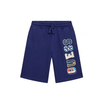 Pantaloni scurti de bumbac cu logo brodat