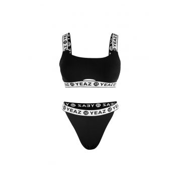Costum de baie din doua piese cu benzi logo BAGATELLE 28997