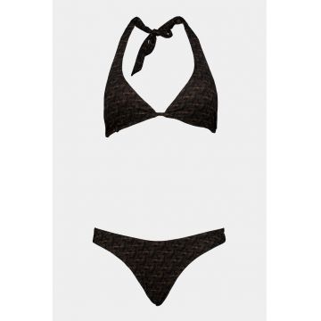 Costum de baie din doua piese cu model logo