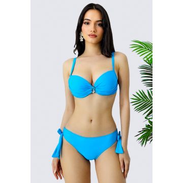 Costum de baie doua piese Ravena, cu slip reglabil si sutien push up, Albastru deschis