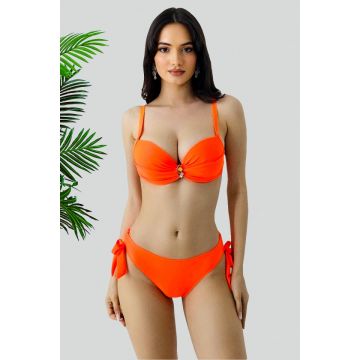 Costum de baie doua piese Ravena, cu slip reglabil si sutien push up, Portocaliu