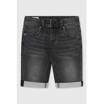 Pantaloni scurti din denim cu detalii cu aspect decolorat