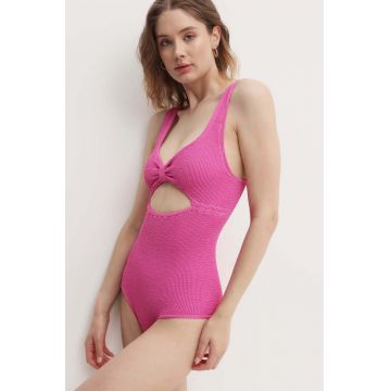 Rotate costum de baie dintr-o bucată CRINKLE SWIMSUIT culoarea roz, cupa moale, 113165504