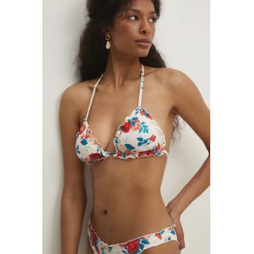Answear Lab sutien de baie culoarea bej, cupa usor rigidizata