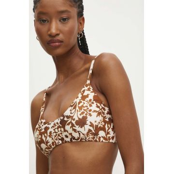 Answear Lab sutien de baie culoarea maro, cupa usor rigidizata
