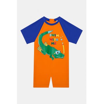 Combinezon de baie cu imprimeu si maneci raglan