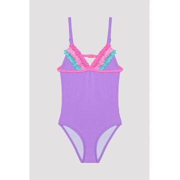 Costum de baie intreg cu detalii cu volane