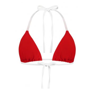 Sutien de baie cu cupe triunghiulare si model uni