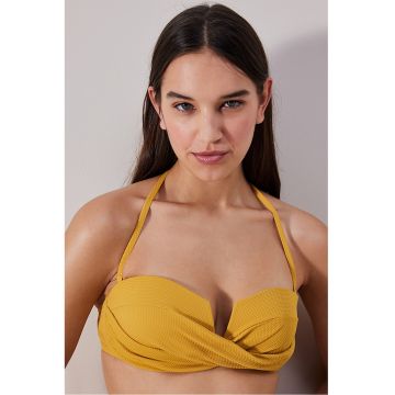 Sutien de baie halter cu detaliu cu fronseuri