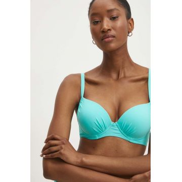 Answear Lab sutien de baie culoarea turcoaz, cupa rigidizata