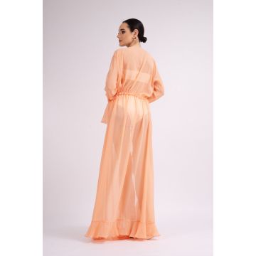 Caftan peach cu volane