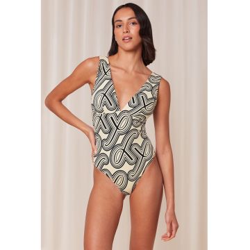Costum de baie intreg cu model geometric