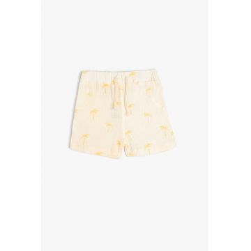 Pantaloni scurti cu imprimeu grafic si snur