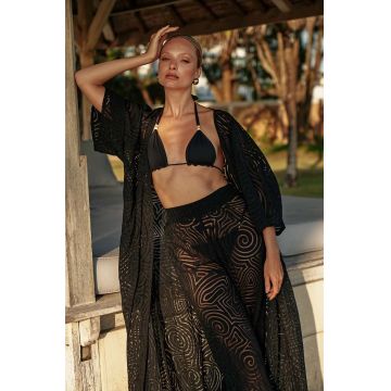 Praia Beachwear camasa de plaja Mykonos culoarea negru, MYKONOS