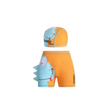 Set pantaloni de baie pentru baieti cu casca asortata - tematica lumea dinozaurilor acvatici - model animale preistorice - EFAYN