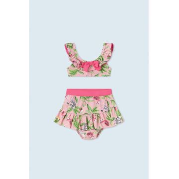 Costum de baie cu doua piese si imprimeu tropical