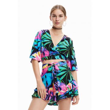 Bluza crop cu imprimeu pentru plaja