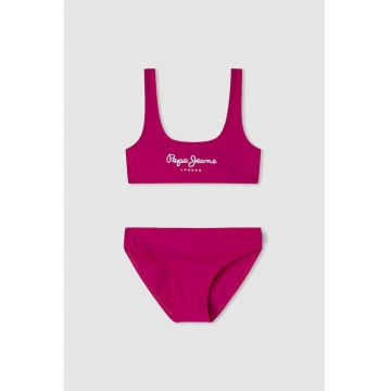 Costum de baie din doua piese cu logo