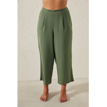 Pantaloni crop cu talie inalta pentru plaja