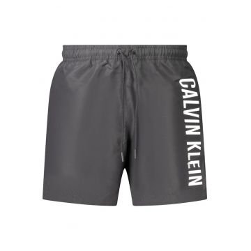 Pantaloni scurti barbati pentru inot cu imprimeu cu logo - regular fit -  Negru -