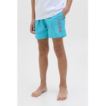 Pantaloni scurti cu imprimeu logo si snur de ajustare