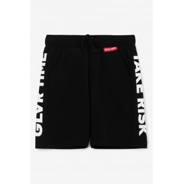 Pantaloni scurti cu snur si logo lateral